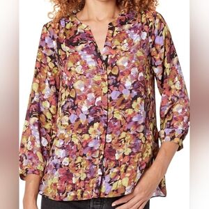 3X NYDJ Gemma Multicolor Pleated Silky Top/Blouse